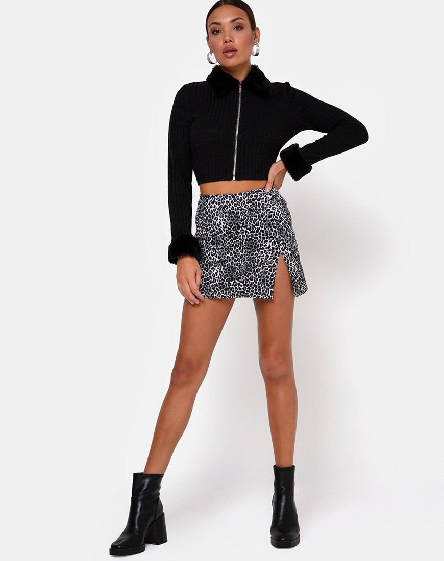 Pelmet Skirt in Rar Leopard Grey sold by Motel Rocks product image thumbnail 3