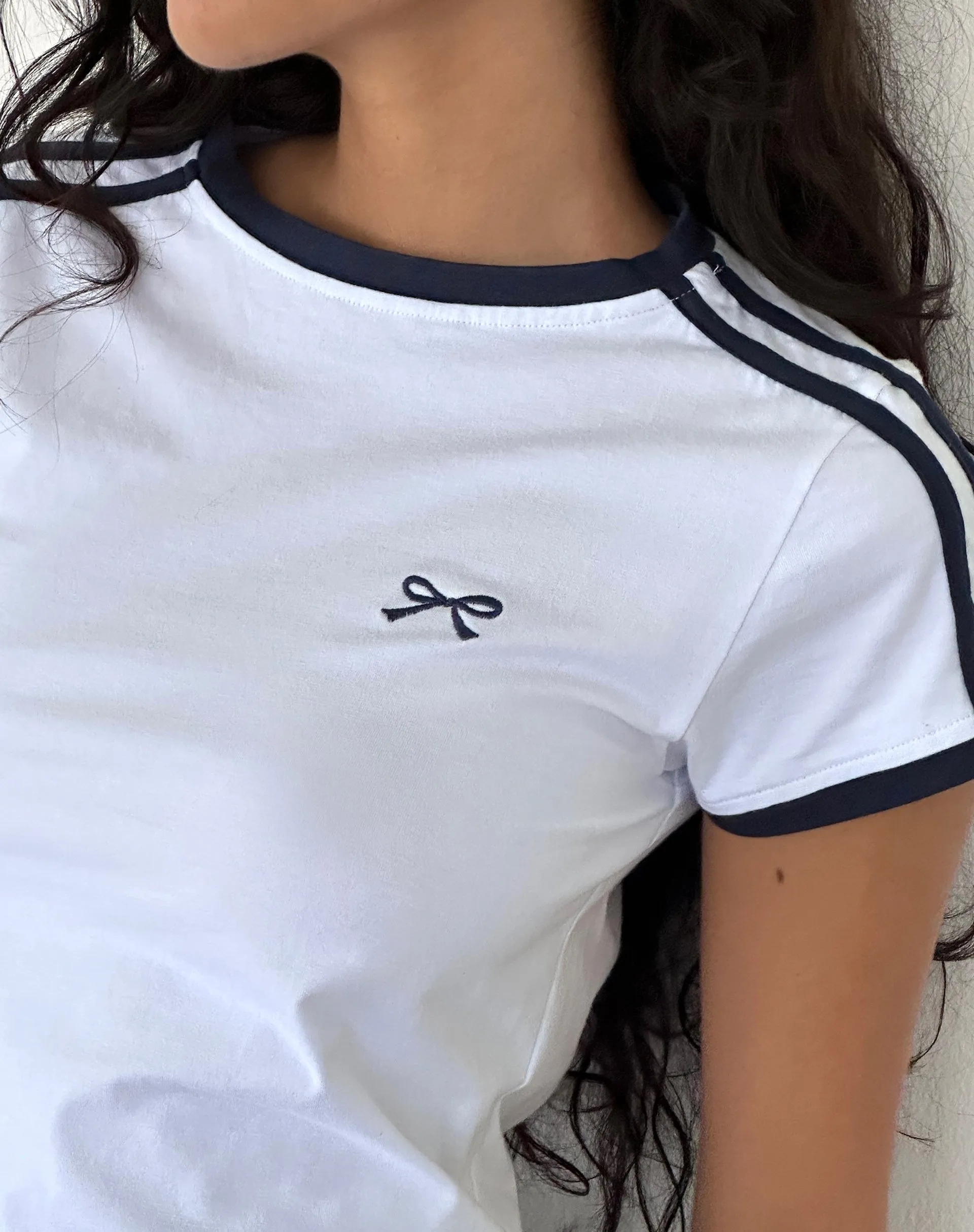 Salda Sporty Tee in White with Navy Binding sold by Motel Rocks product image thumbnail 5