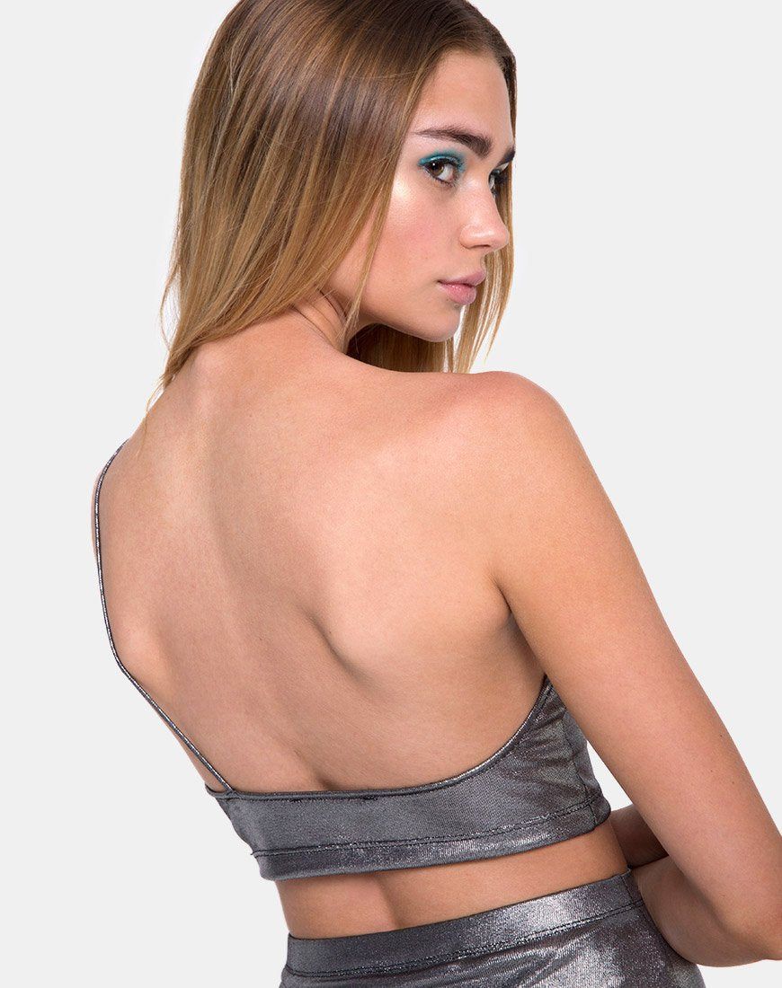 Carina Top in Drape Knit Silver Metallic sold by Motel Rocks product image thumbnail 2