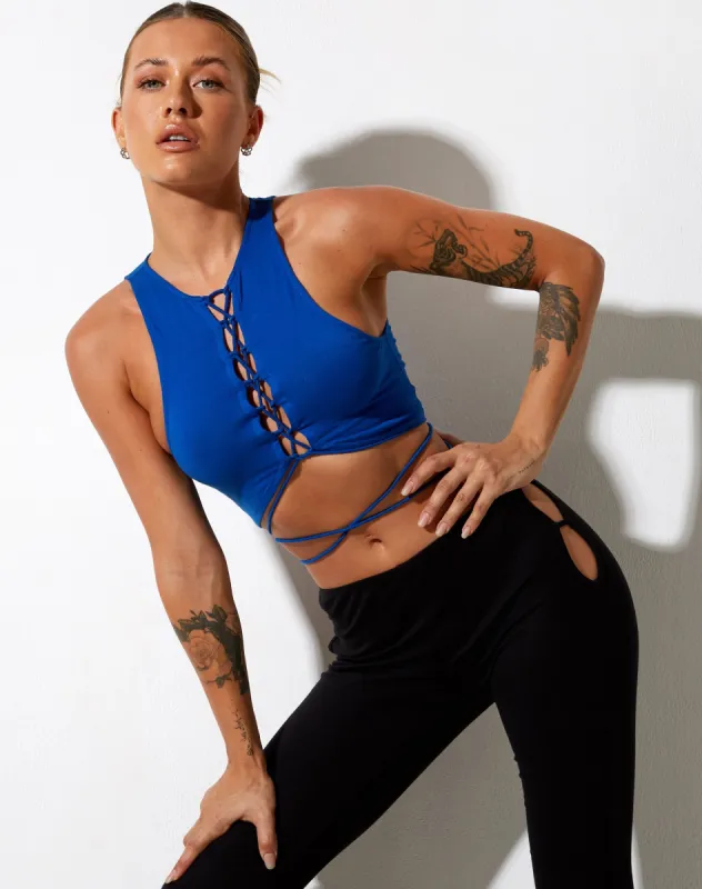 Giwta Crop Top in Lycra Cobalt sold by Motel Rocks