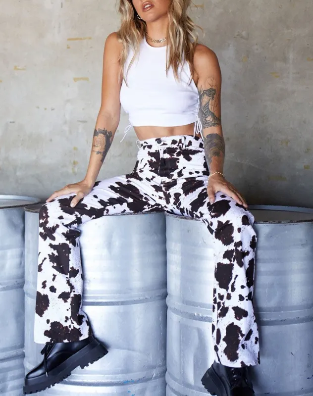 Zoven Trouser in Cow Hide sold by Motel Rocks