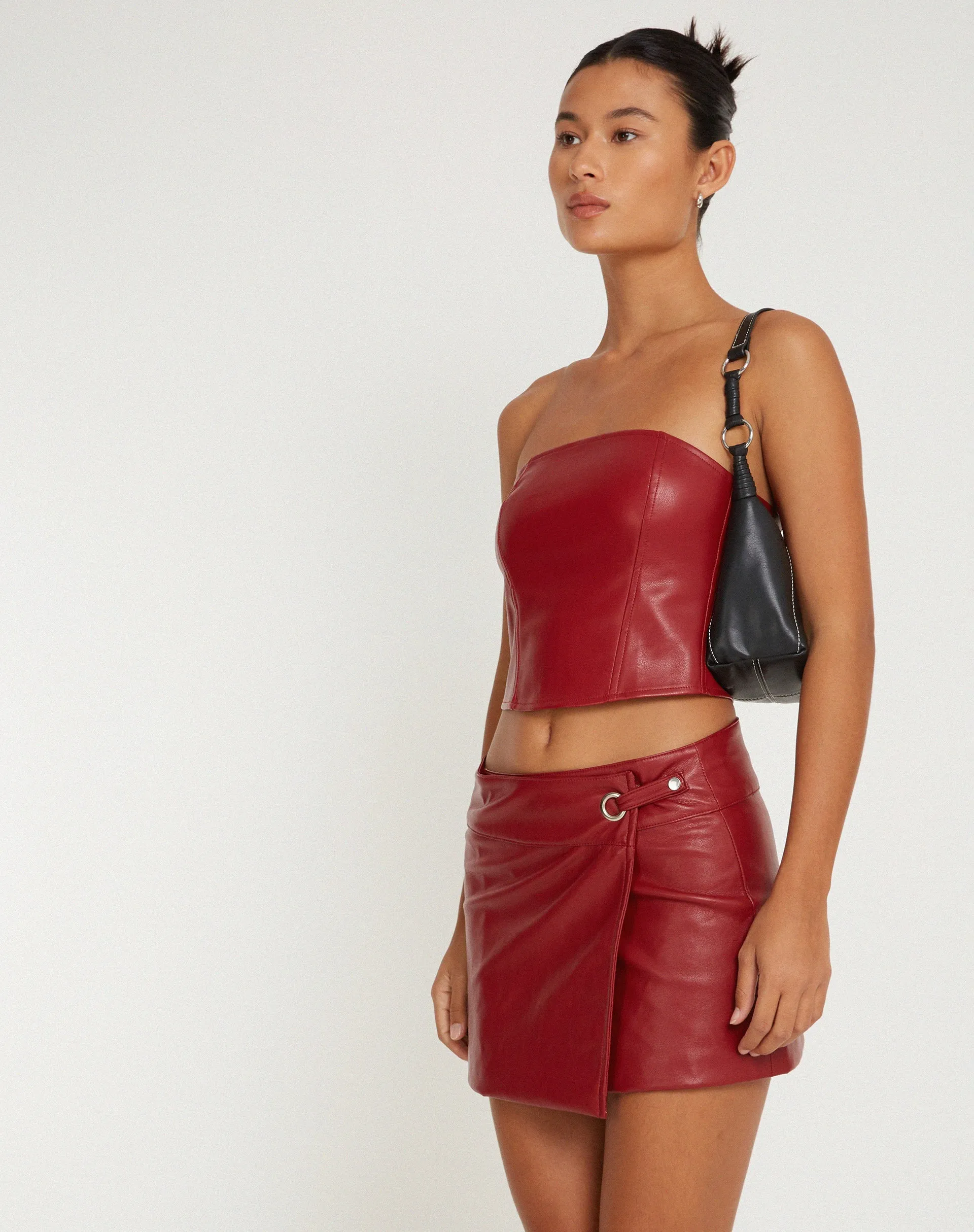Rolo Mini Skirt in PU Blood Red sold by Motel Rocks product image thumbnail 5