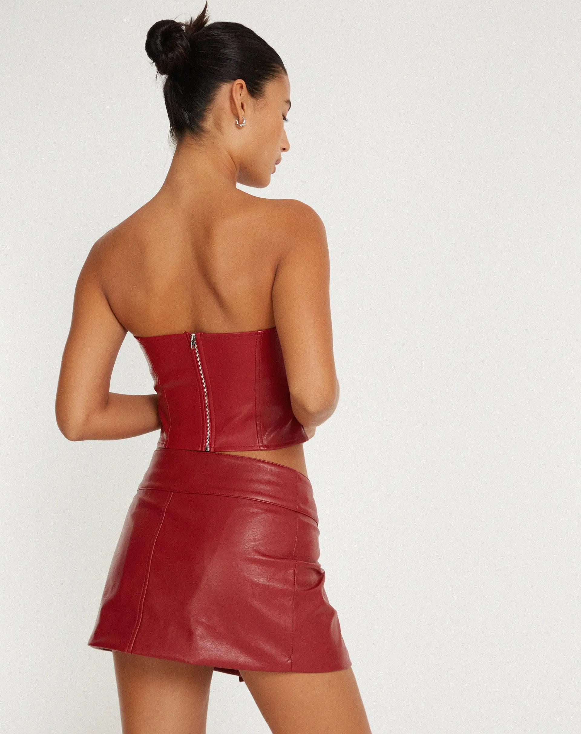 Rolo Mini Skirt in PU Blood Red sold by Motel Rocks product image thumbnail 3