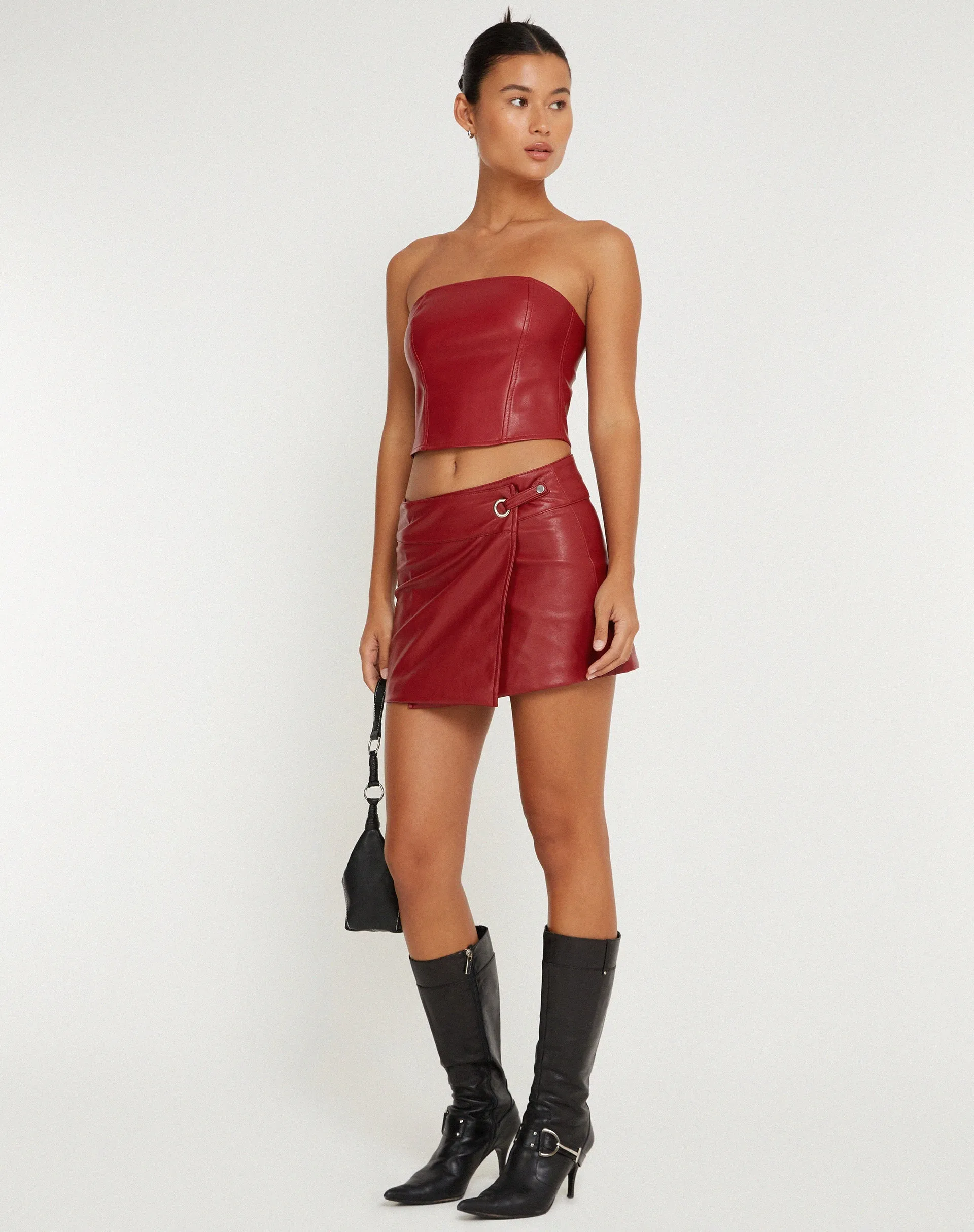 Rolo Mini Skirt in PU Blood Red sold by Motel Rocks product image thumbnail 2