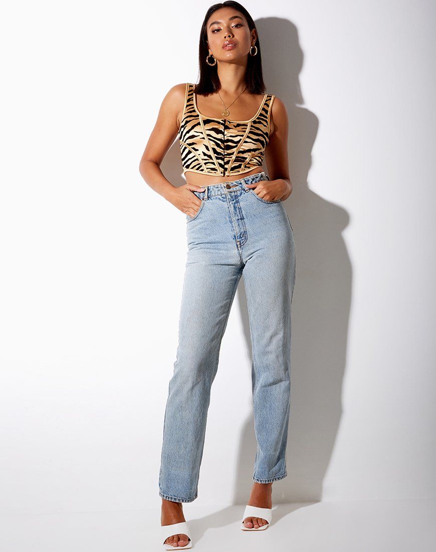 Elci Corset Top in Tiger Gold sold by Motel Rocks product image thumbnail 2