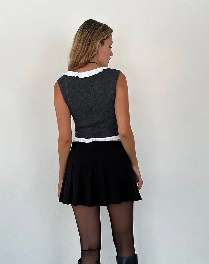 Roslyn Pointelle Vest Top in Dark Charcoal sold by Motel Rocks product image thumbnail 2