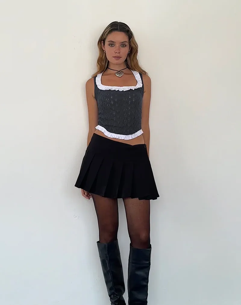 Roslyn Pointelle Vest Top in Dark Charcoal sold by Motel Rocks product image thumbnail 4