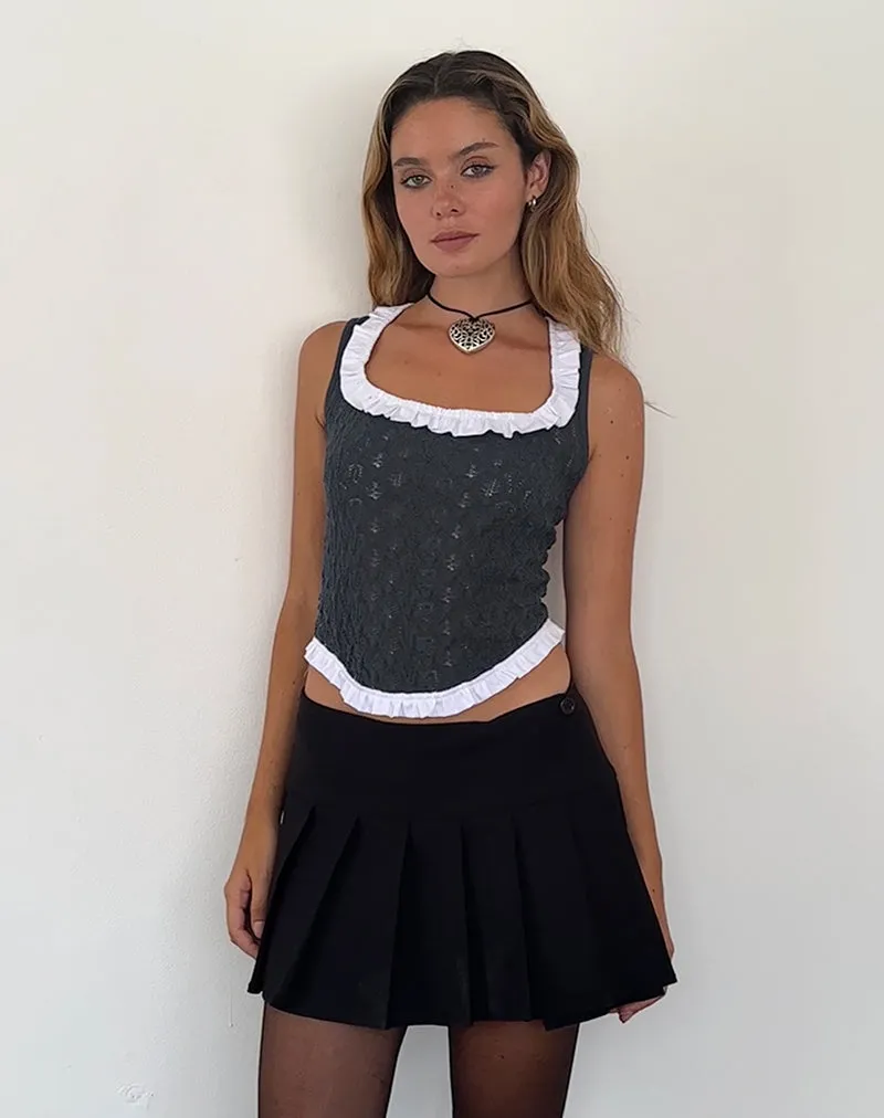 Roslyn Pointelle Vest Top in Dark Charcoal sold by Motel Rocks product image thumbnail 3