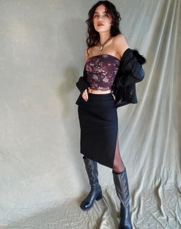 Sekoji Midi Skirt in Black sold by Motel Rocks