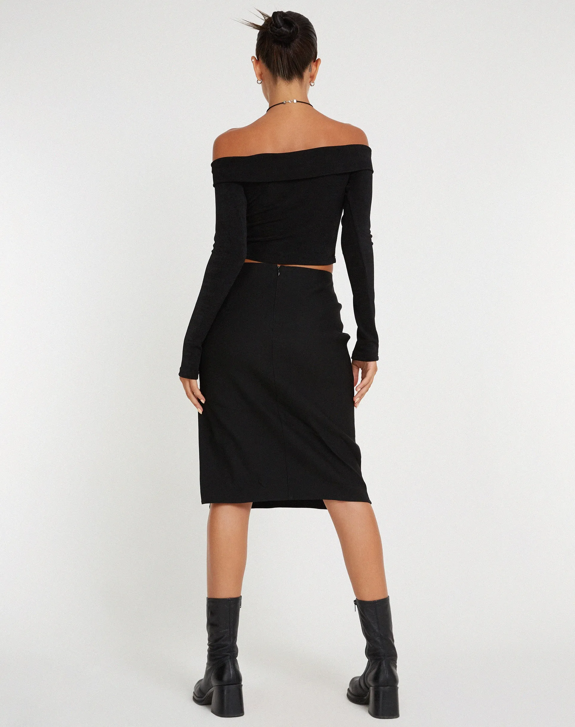 Sekoji Midi Skirt in Black sold by Motel Rocks product image thumbnail 4