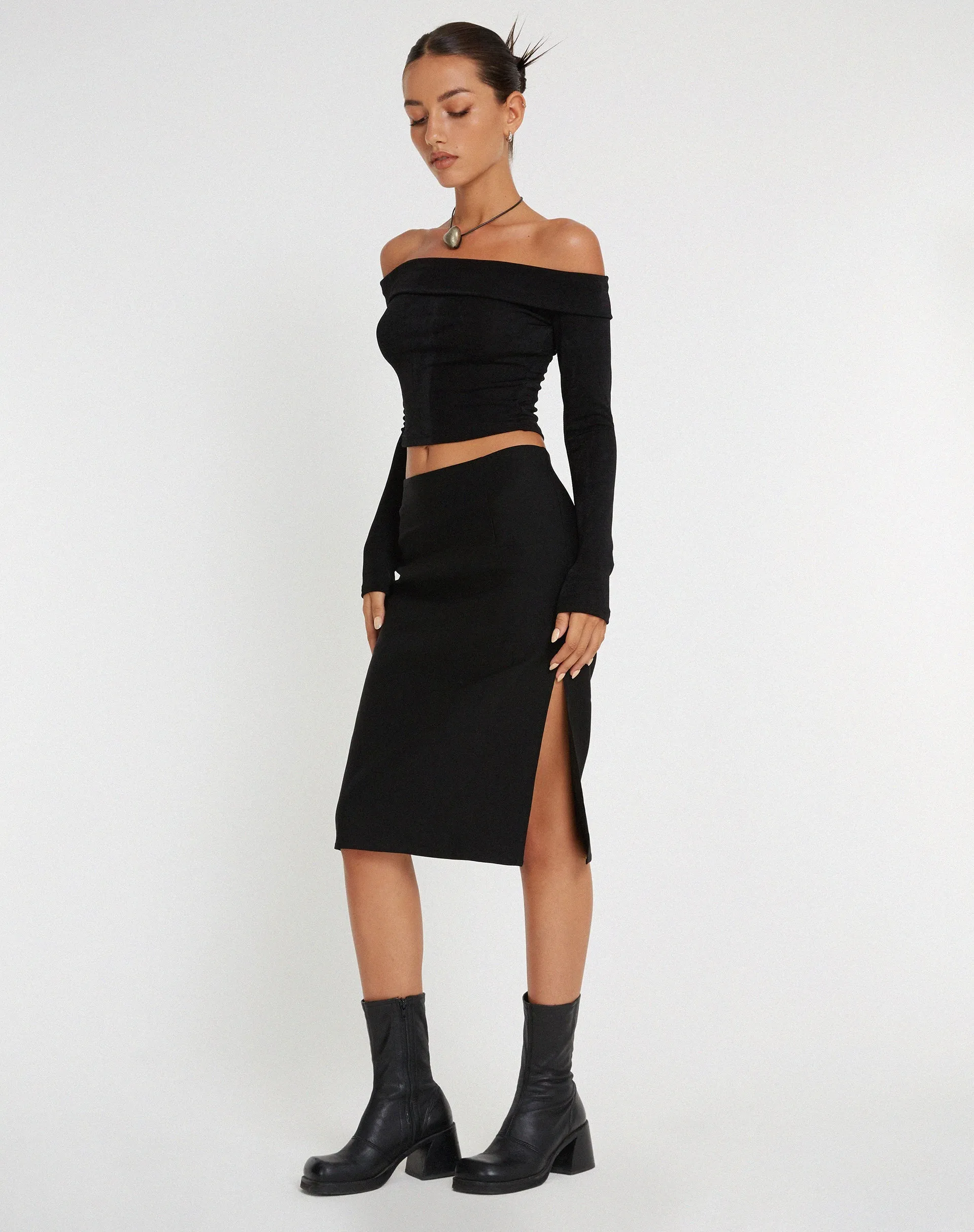 Sekoji Midi Skirt in Black sold by Motel Rocks product image thumbnail 3