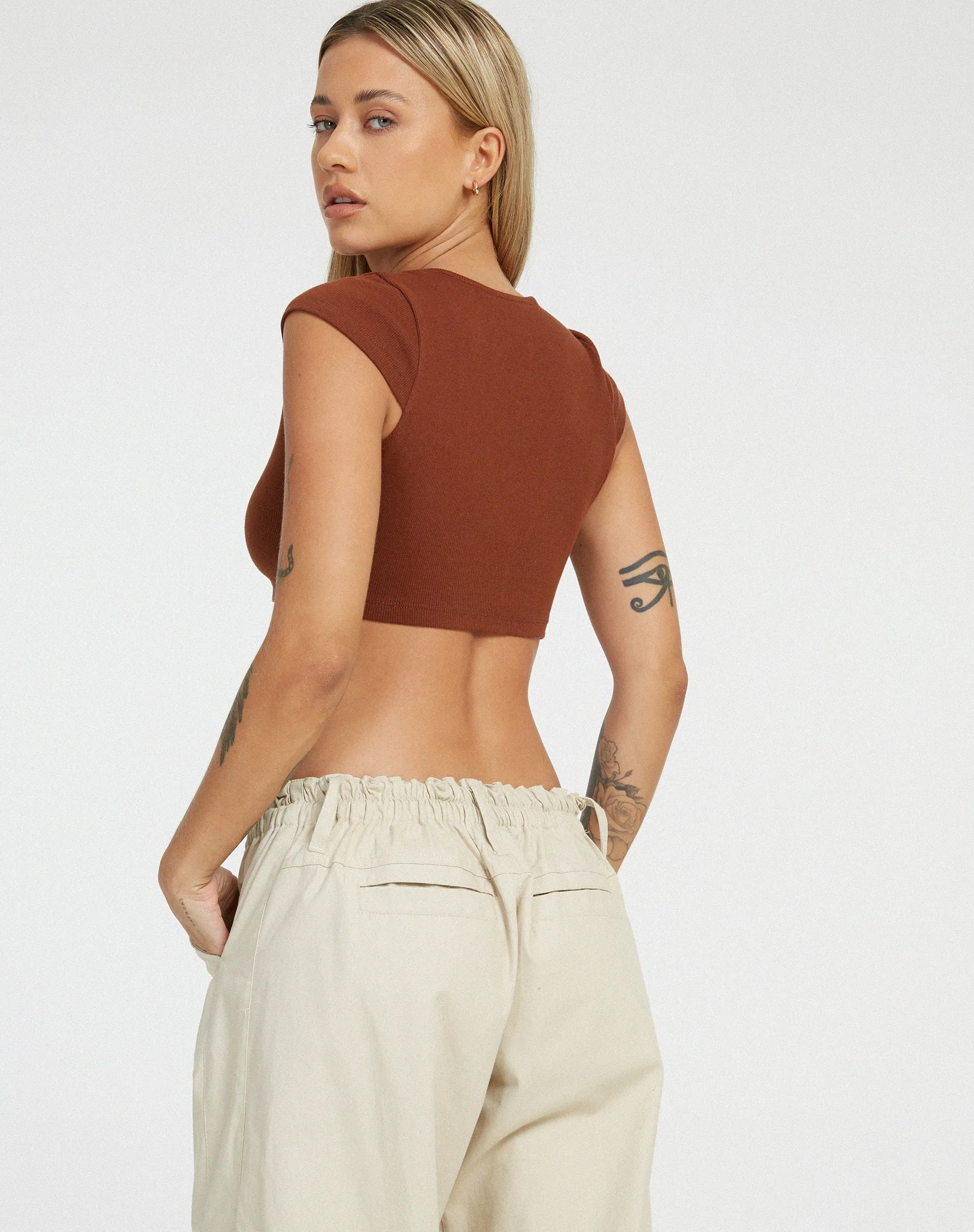 Guanna Crop Top in Dark Brown sold by Motel Rocks product image thumbnail 2