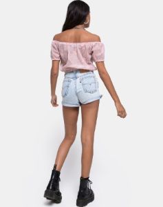 Eva Crop Top in Lace Rose sold by Motel Rocks