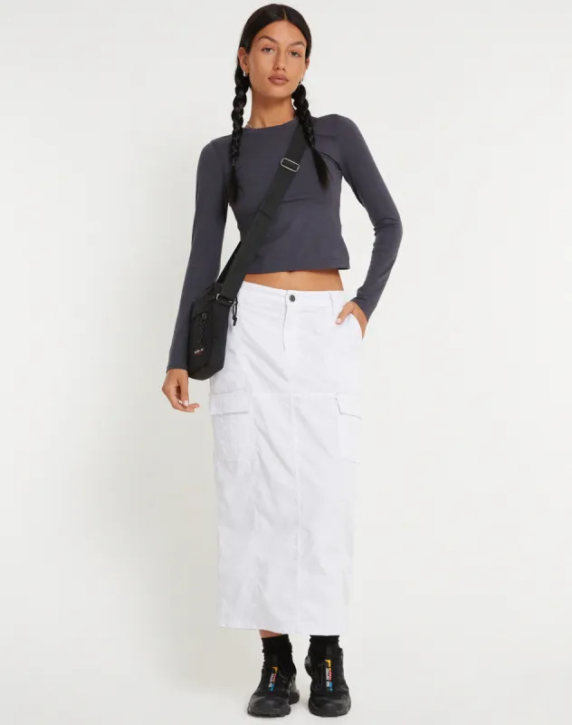 Widya Cargo Midi Skirt in White sold by Motel Rocks