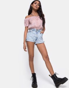 Eva Crop Top in Lace Rose sold by Motel Rocks