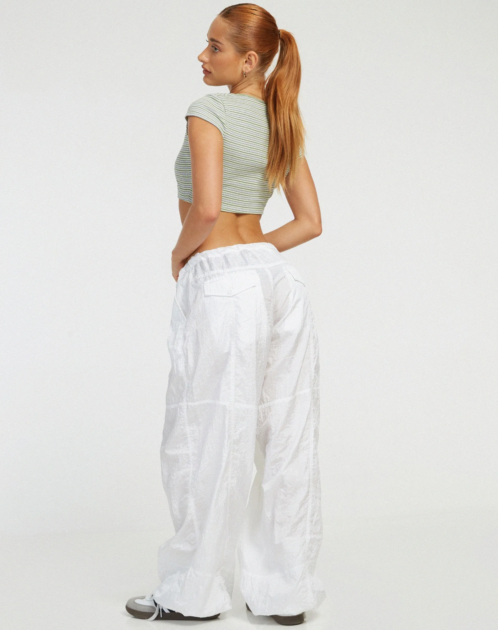 Guanna Crop Top in Stripe Rib Green and Grey sold by Motel Rocks product image thumbnail 5