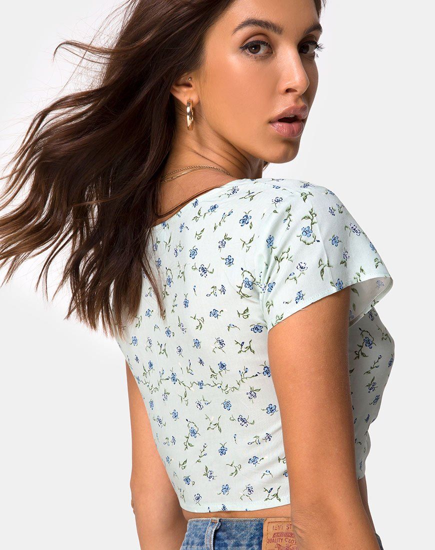 Raeto Top in Pretty Petal Green sold by Motel Rocks product image thumbnail 4