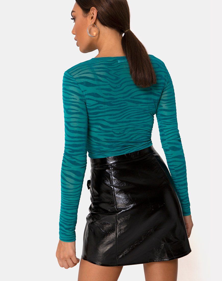 Bonnie Crop Top in Zebra Flock Forest Green sold by Motel Rocks product image thumbnail 2