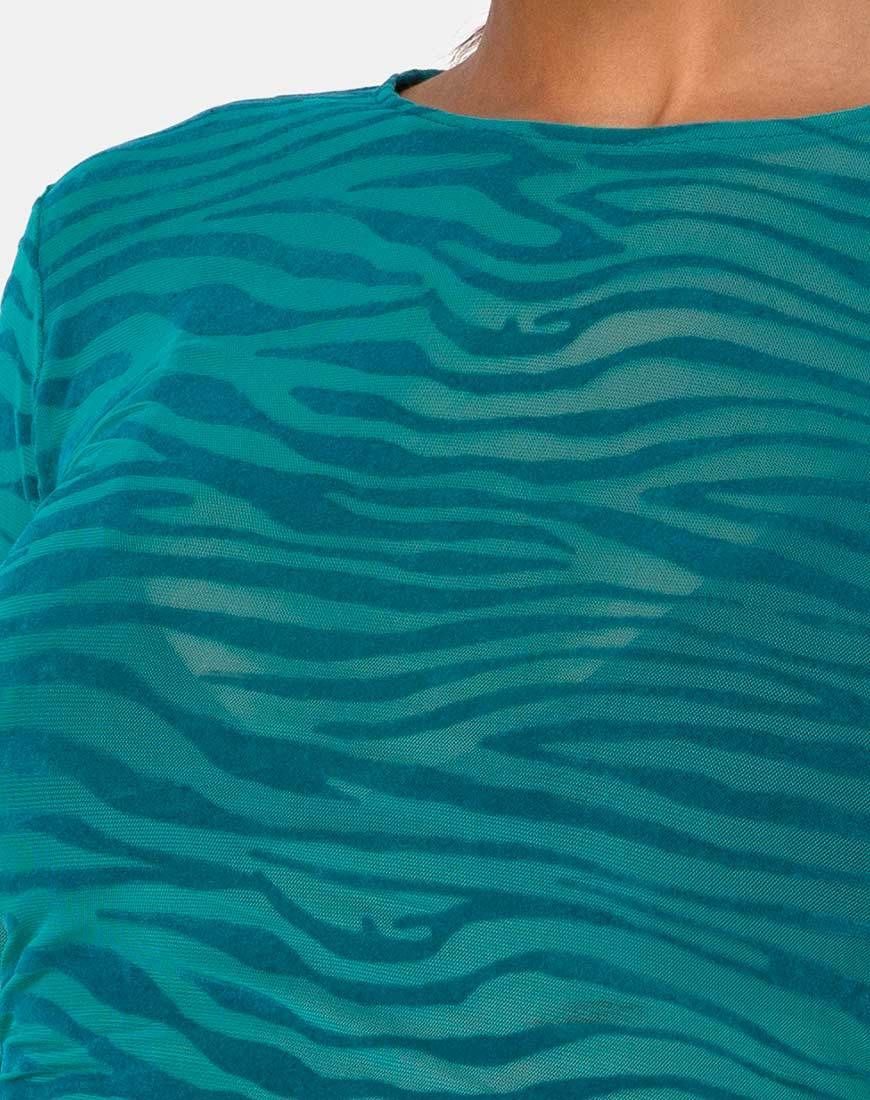 Bonnie Crop Top in Zebra Flock Forest Green sold by Motel Rocks product image thumbnail 5
