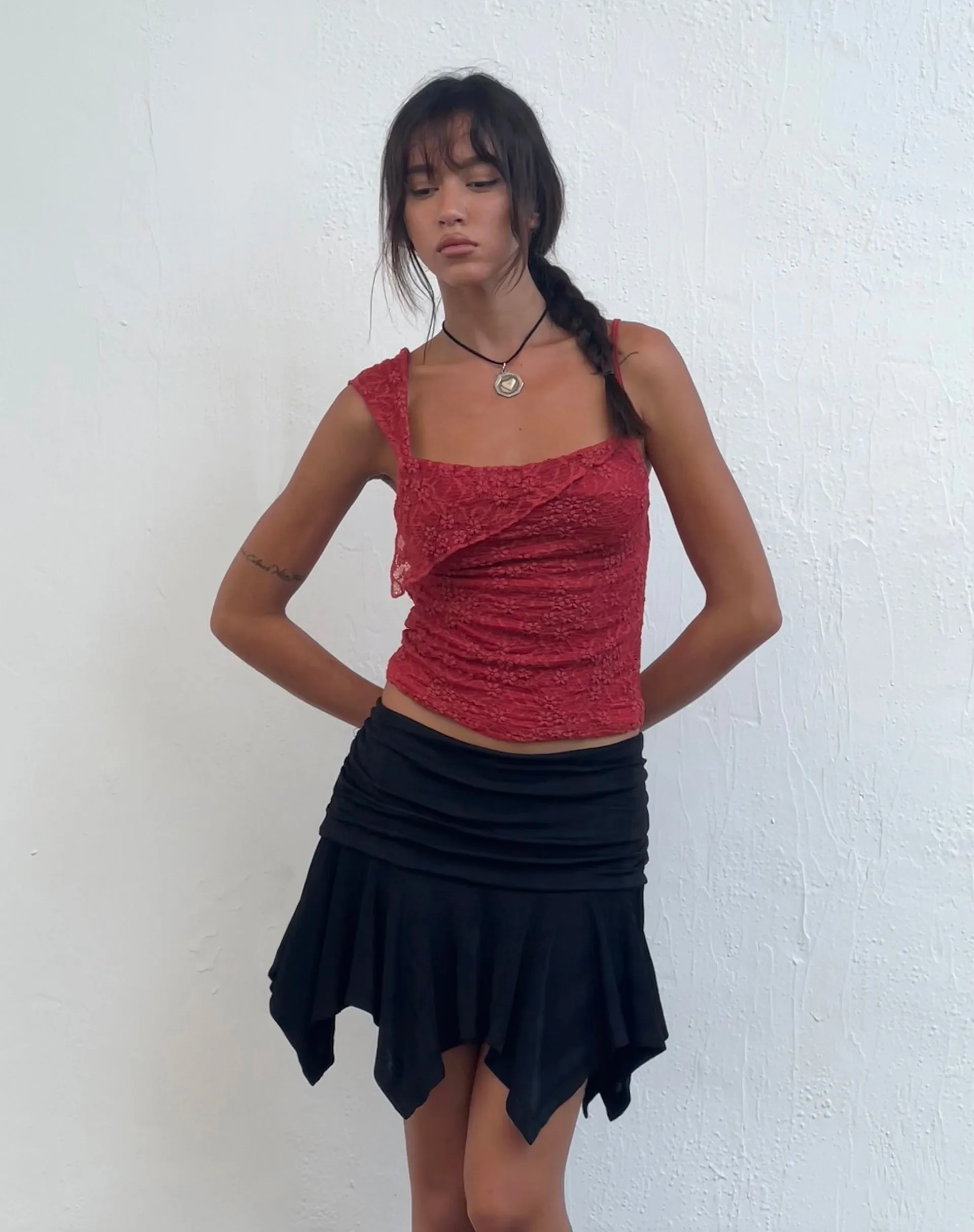 Tasdi Low Waist Slinky Mini Skirt in Black sold by Motel Rocks product image thumbnail 3