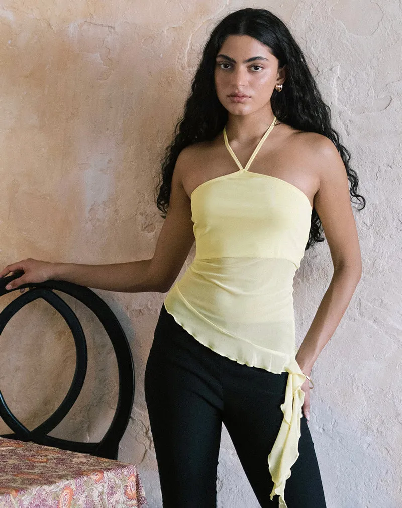 Arabella Halterneck Top in Mesh Lemon sold by Motel Rocks product image thumbnail 2