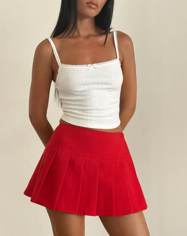Casini Mini Skirt in Soft Tailoring Red sold by Motel Rocks