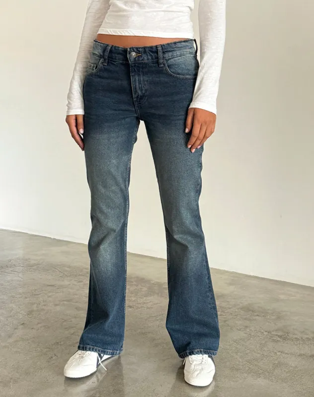 Rigid Low Rise Flare Jeans in Dark Vintage sold by Motel Rocks