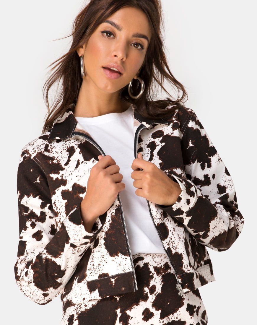 Agatha Jacket in Cow Hide Brown and White sold by Motel Rocks product image thumbnail 2
