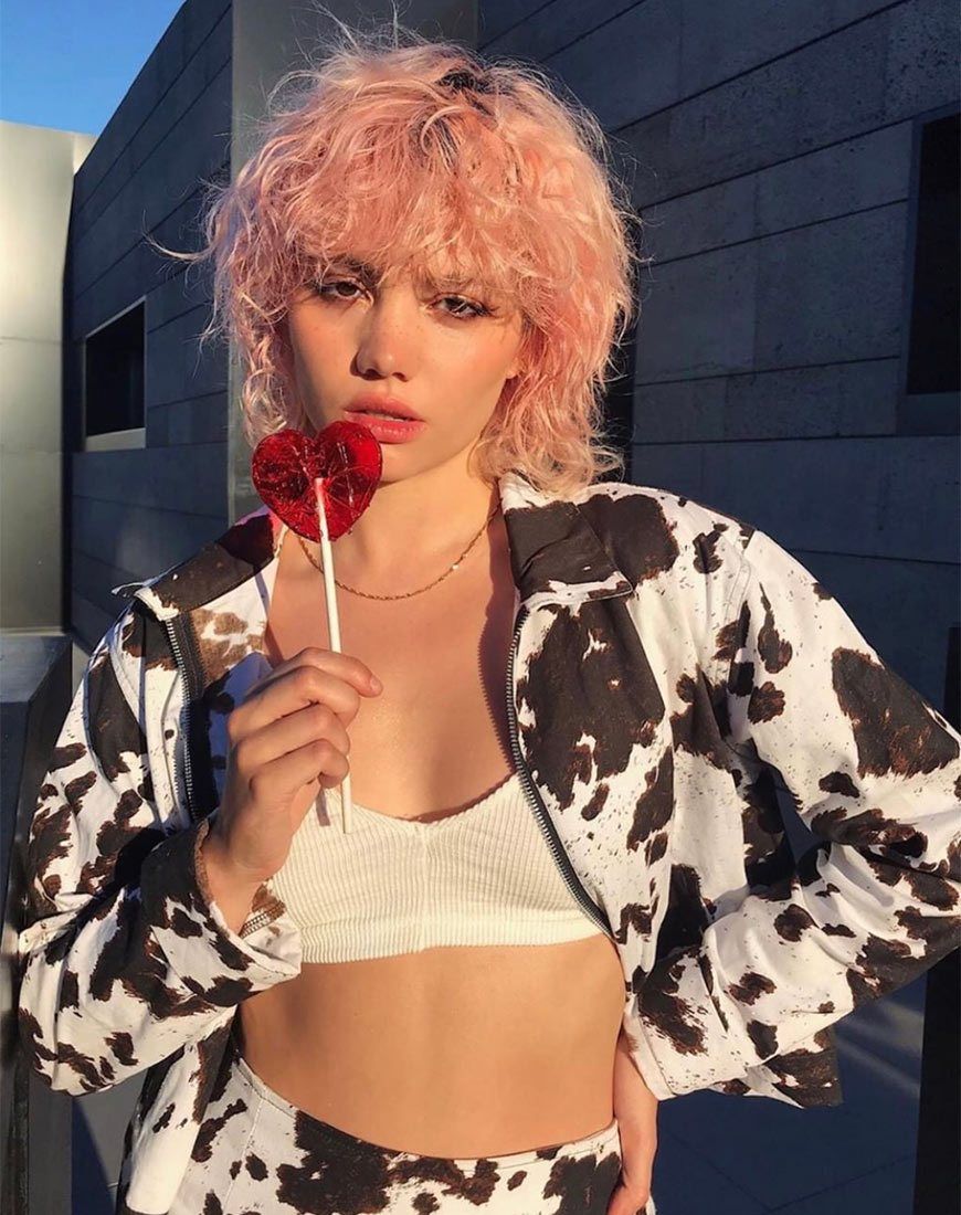 Agatha Jacket in Cow Hide Brown and White sold by Motel Rocks