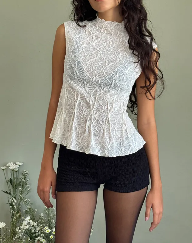 Kimbra Sleeveless Top in Crinkle Ivory sold by Motel Rocks