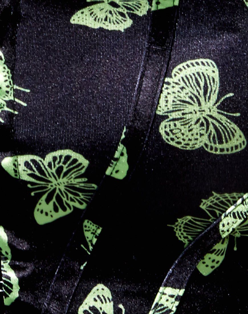 Elci Corset Top in Black Butterfly Lime sold by Motel Rocks product image thumbnail 5