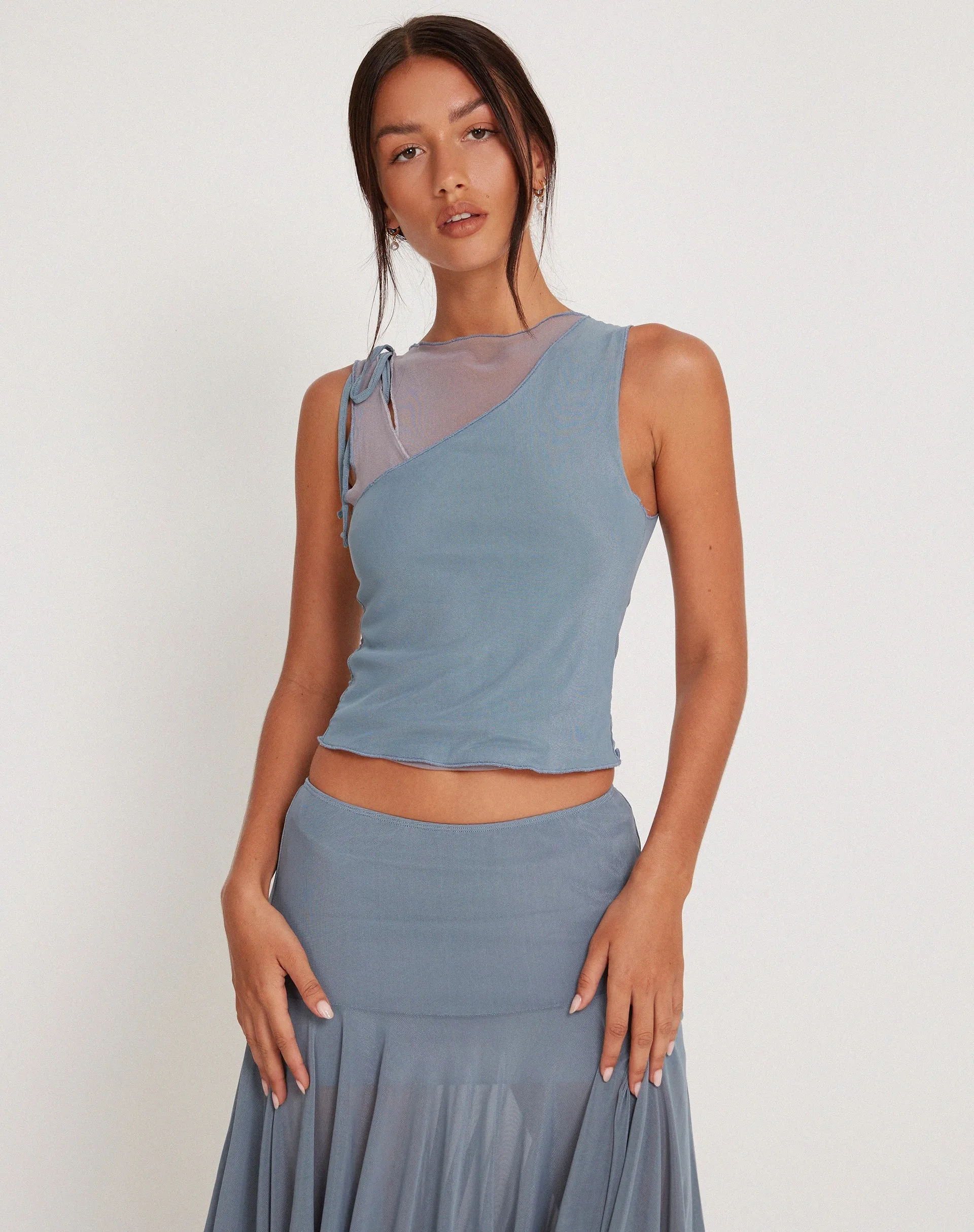 Moni Vest in Blue Grey Mesh sold by Motel Rocks product image thumbnail 4