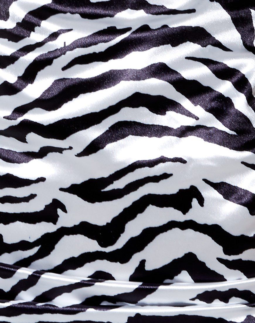 Zuelle Bodycon Dress in Horizontal Zebra Black and White sold by Motel Rocks product image thumbnail 5