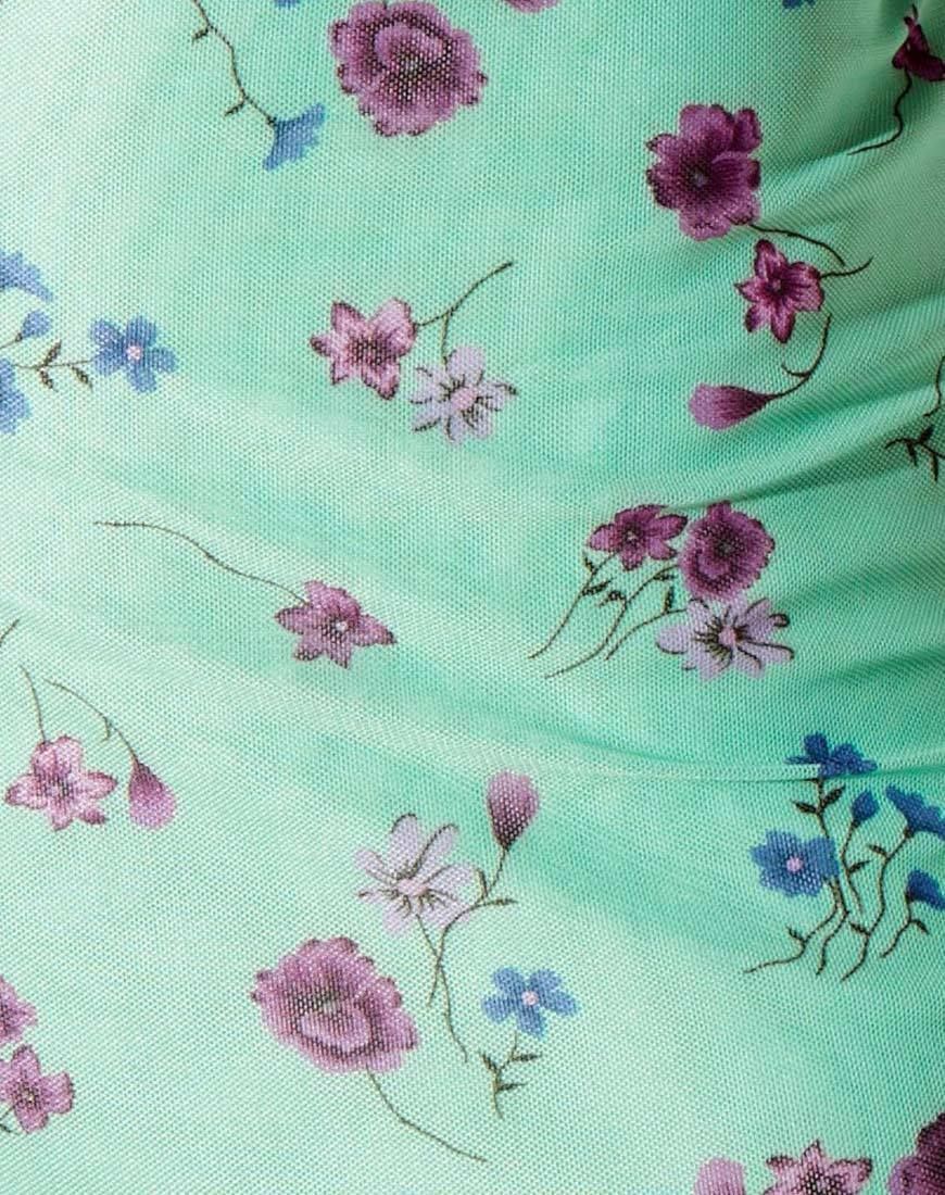 Kirim Mini Skirt in Mesh Bloom Lime sold by Motel Rocks product image thumbnail 5