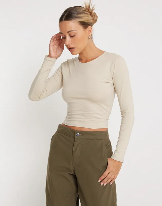 Bon Long Sleeve Top in Coconut Milk sold by Motel Rocks