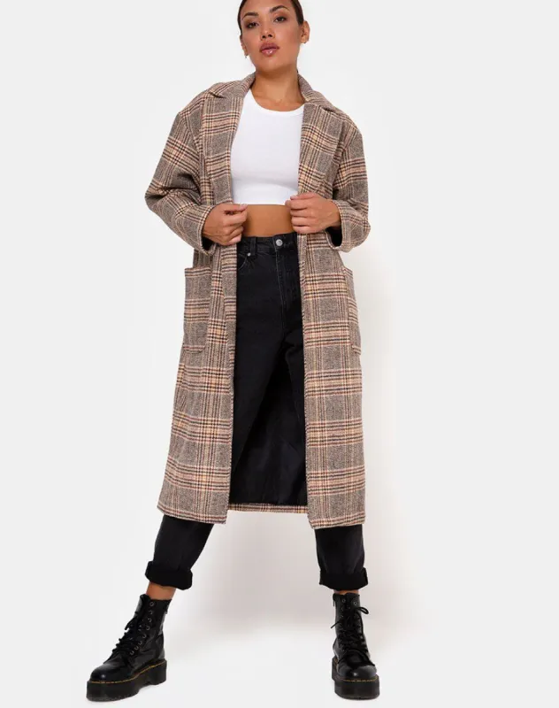 Duster Coat in Winston Check sold by Motel Rocks