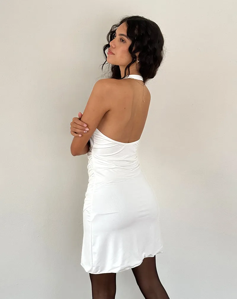 Kyrie Halterneck Wrap Dress in Slinky Ivory sold by Motel Rocks product image thumbnail 4