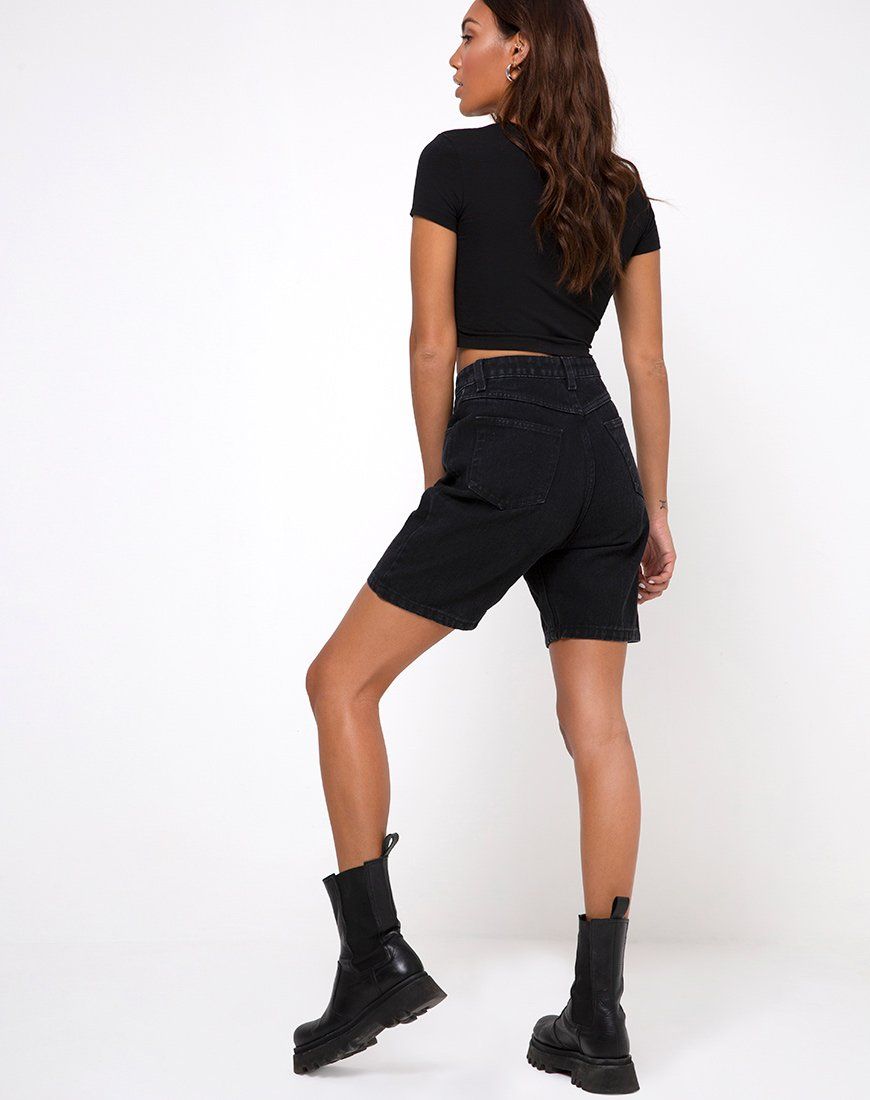Tiney Crop Top Tee in Black "Capricorn" Diamante by Motel sold by Motel Rocks product image thumbnail 4