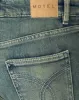 Low Rise Flared Jeans in Green Wash sold by Motel Rocks