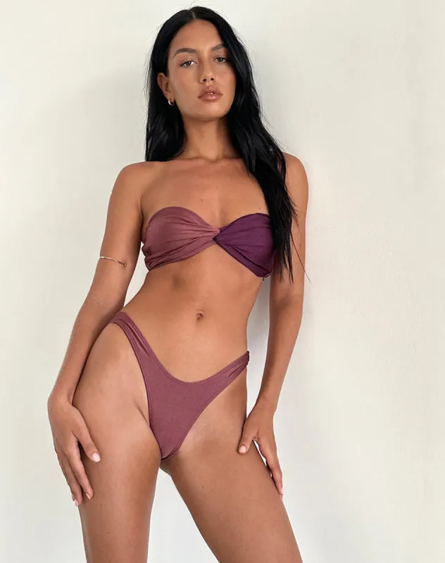 Linda Twist Bikini Top in Deep Mauve Plum sold by Motel Rocks