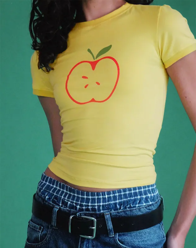 Salida Top in Yellow with Apple Motif made by Motel Rocks