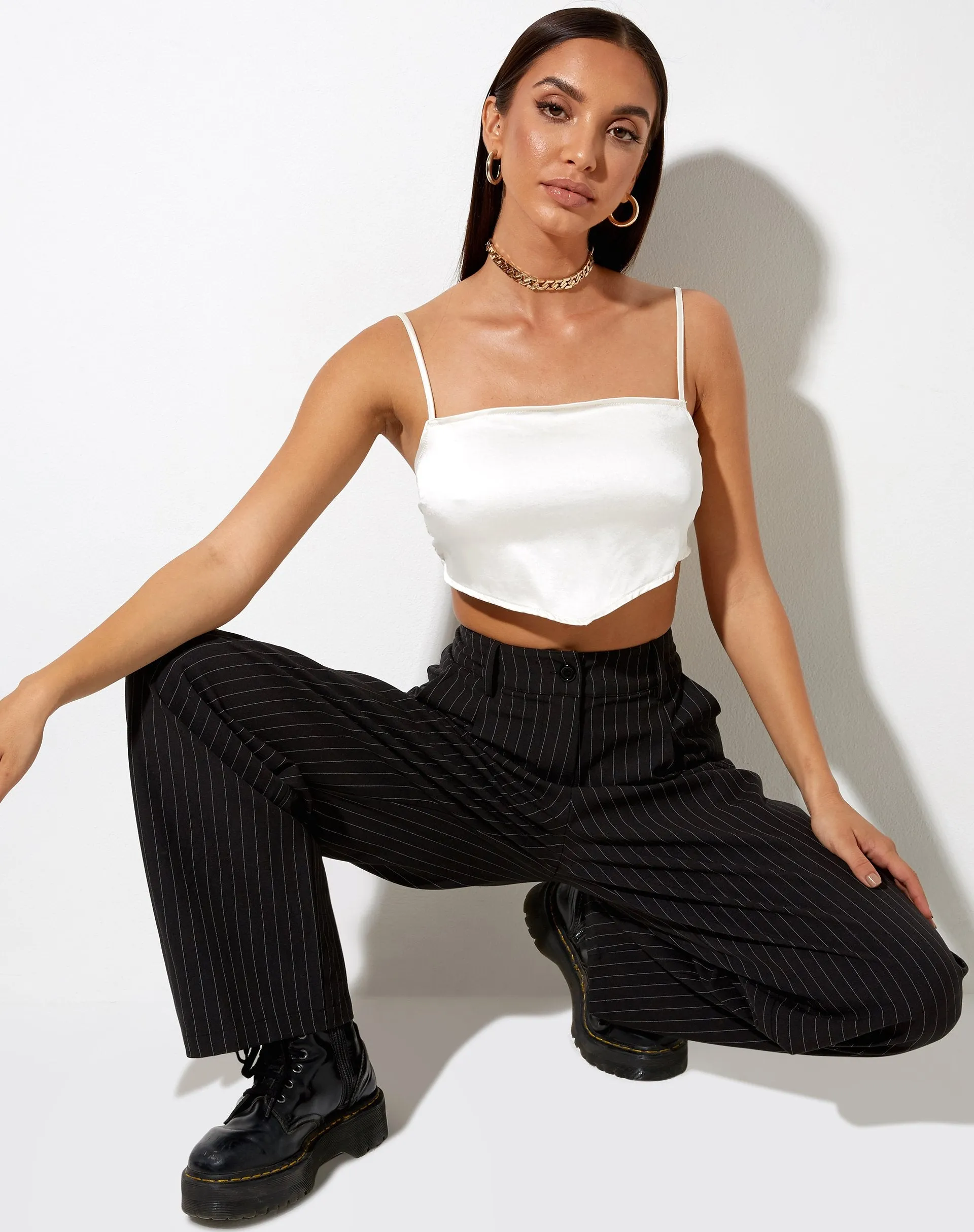 Zashe Cami Top in Satin Ivory sold by Motel Rocks product image thumbnail 2