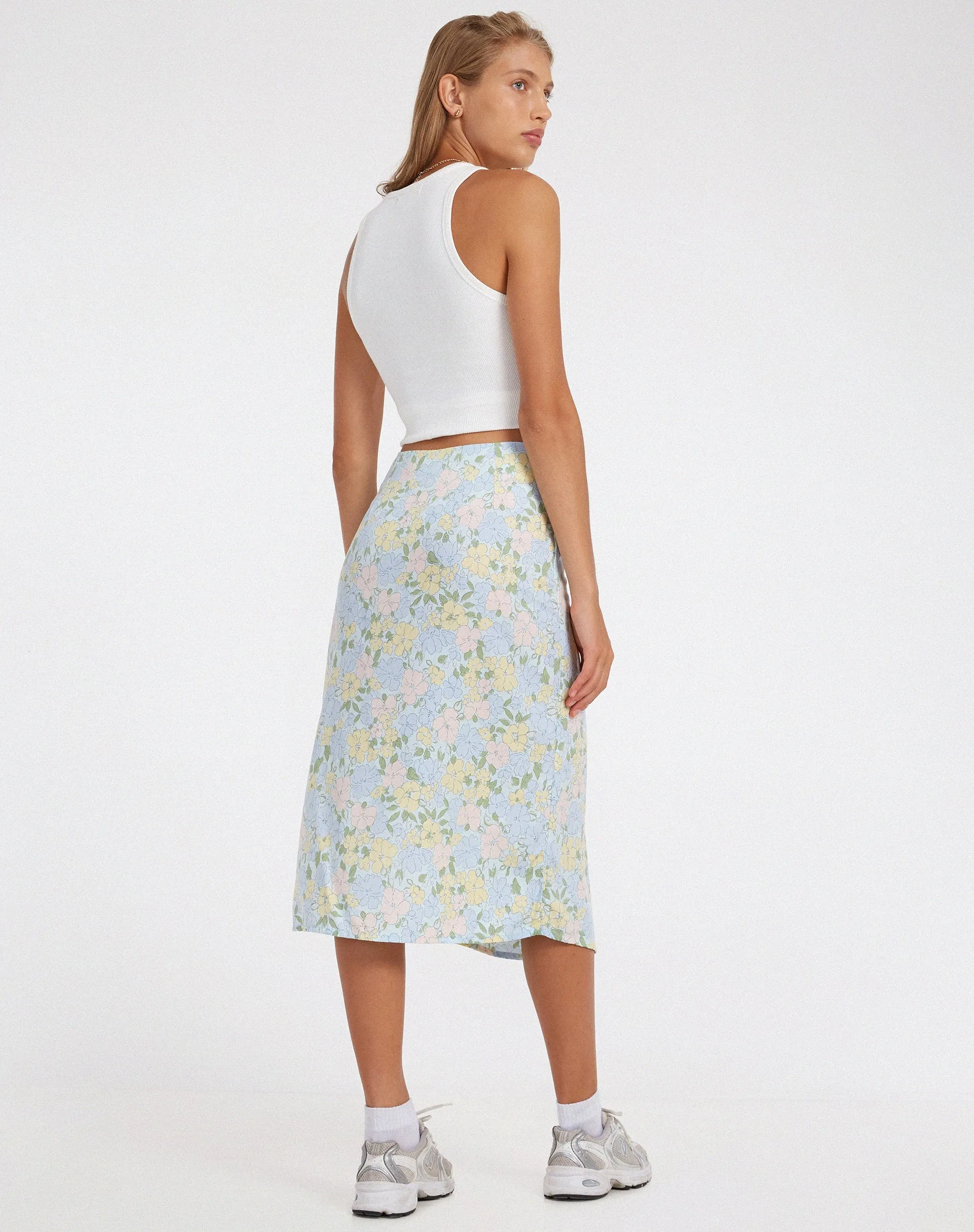 Seko Midi Skirt in Washed Out Pastel Floral sold by Motel Rocks product image thumbnail 3