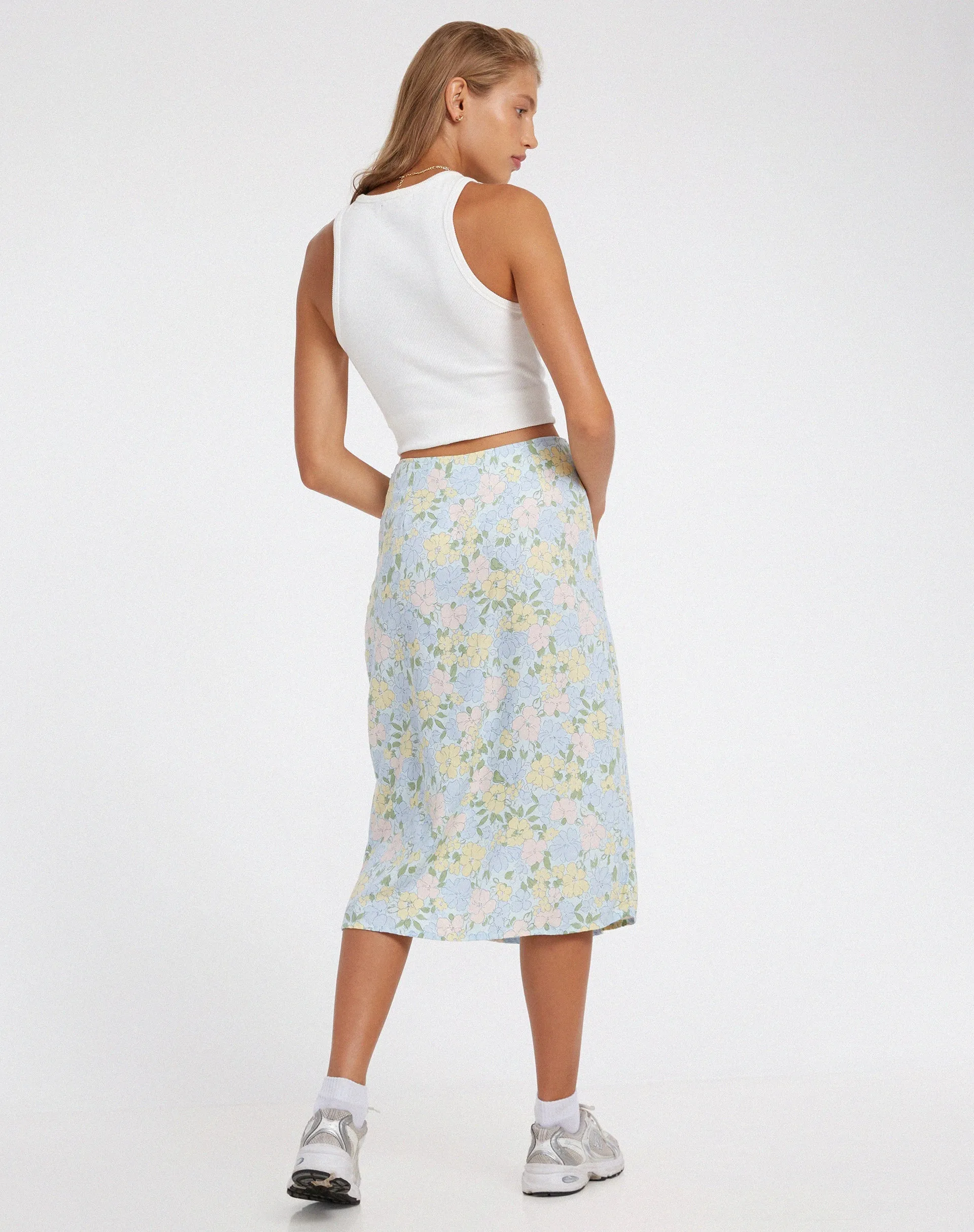 Seko Midi Skirt in Washed Out Pastel Floral sold by Motel Rocks product image thumbnail 5