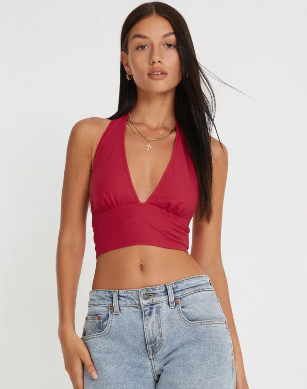 Nania Crop Top in Tango Red sold by Motel Rocks