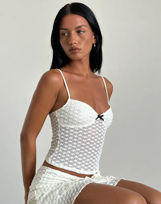 Grafika Cami Top in Ivory Heart Lace sold by Motel Rocks