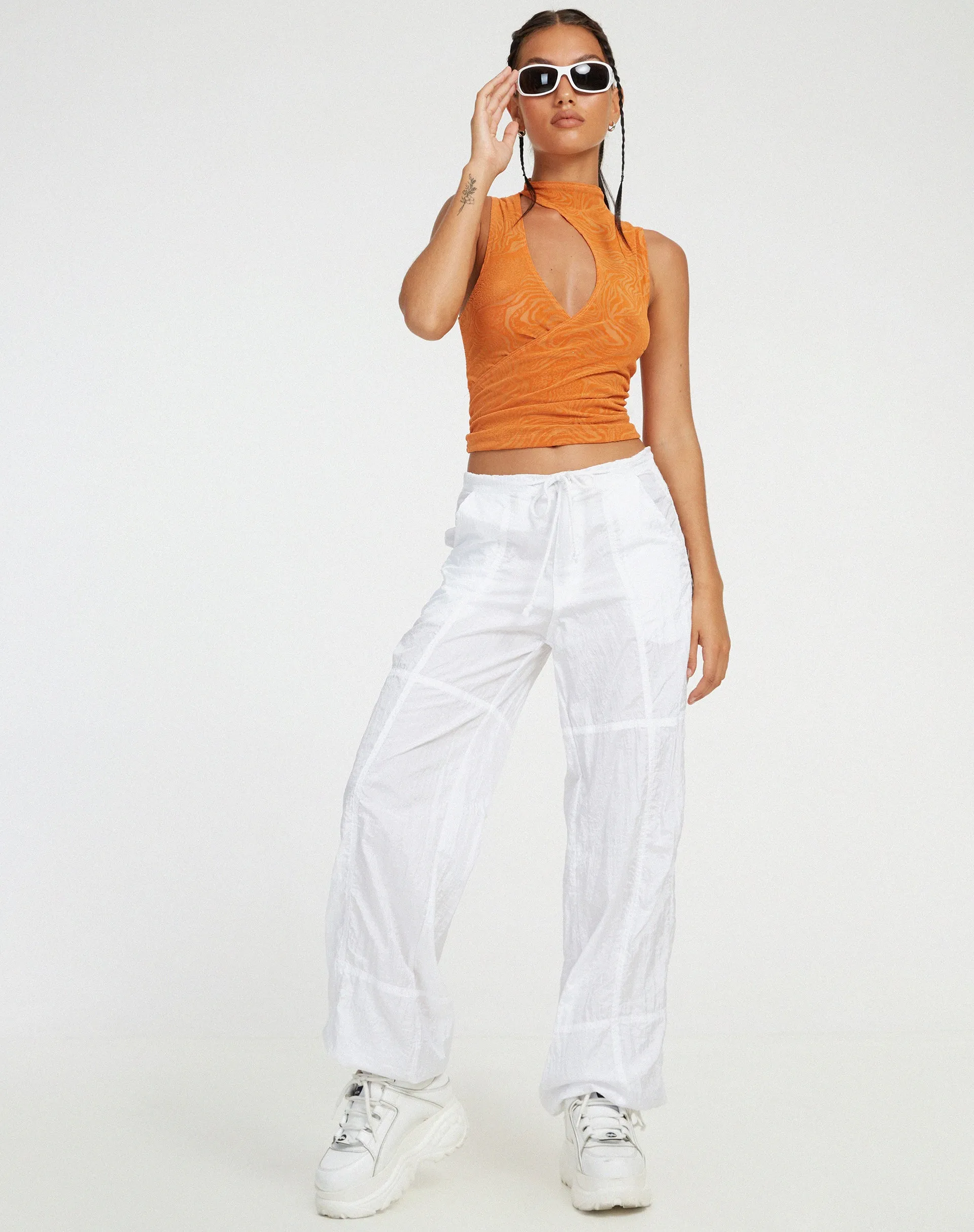 Herti Top in Mixed Animal Flock Orange sold by Motel Rocks product image thumbnail 4