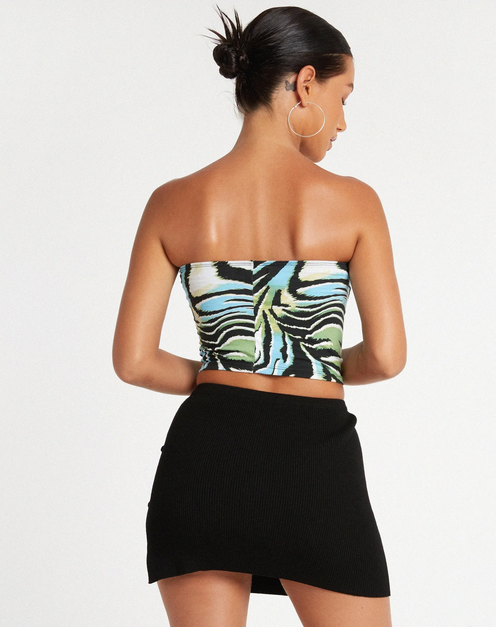 Shae Bandeau Top in Warped Zebra Blue sold by Motel Rocks product image thumbnail 5
