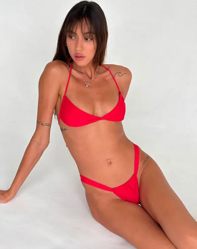 Laufey Bikini Top in Red sold by Motel Rocks