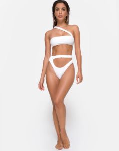 Bound Bikini Top in White sold by Motel Rocks